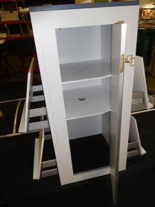 Custom Modular Kiosk with Slant Shelves, Internal Shelves, Wire Management, and Locking Storage