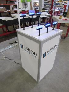 Custom Product Display Counter with LED Lighting, Graphics, and Locking Storage