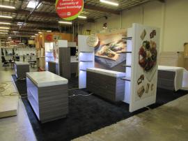 (4) Custom 10 x 10 Exhibits for a 20 x 40 Booth Space with Shelves, Product Counters, Locking Storage, and LED Accent Lights