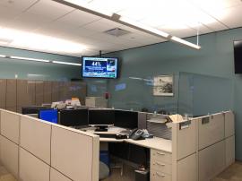 Cubicle Height Extenders with Clear Acrylic Inserts on Traditional Office Cubicles -- Image 1