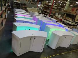 Custom Curved Laminated Counters with RGB Programmable Accent Lights and Locking Storage -- View 2