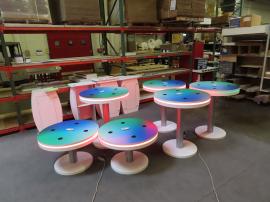 (2) MOD-1452 Coffee Tables and (4) MOD-1453 Bisto Tables with Wireless Charging Pads and Programmable RGB Accent Lights