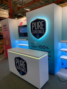 RENTAL: Custom Inline Gravitee System Design with (6) 53" Wide x 12" Deep White Laminated Shelves with LED Lighting -- View 2