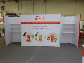 Custom Modular Reconfigurable Exhibit with SuperNova Lightbox, Shelves, Locking Closet Storage, (2) L-Shaped Counters with Open Storage, and Fabric and Vinyl Graphics -- View 3