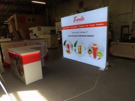 Custom Modular Reconfigurable Exhibit with SuperNova Lightbox, Shelves, Locking Closet Storage, (2) L-Shaped Counters with Open Storage, and Fabric and Vinyl Graphics -- View 5