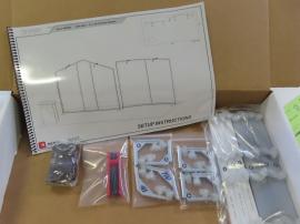 Modified SYK-2025 Symphony Portable Display with SEG Tension Fabric Graphics, Peak and Concave Frames, SYM-406 Portable Counter w/ Locking Storage, and LED Stem Lights -- View 3