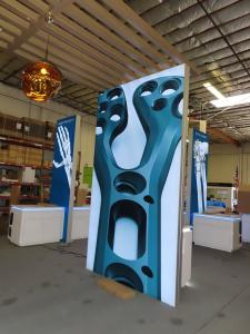 Custom Island Exhibit w/ Laminated Extrusion Canopy, Backlit Tension Fabric Graphics -- View 3