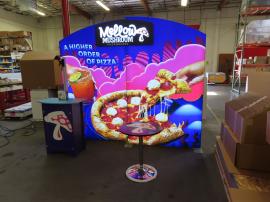 Custom SuperNova Lightboxes with SEG Tension Fabric Graphics, Monitor Mount, Monitor Stand (Modified SYM-406B), and Backlit Header Sign (41" x 18")