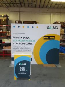 VK-1972 SEG Aluminum Frame with SEG Graphic, Monitor Mount, and SYM-407 Counter with Locking Storage