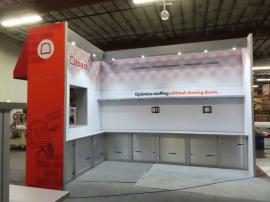 Custom Wood and Aluminum Extrusion Fabrication with Tension Fabric and Direct Print Graphics, Aero Awning, Storage, Monitor Mounts, and LED Lights