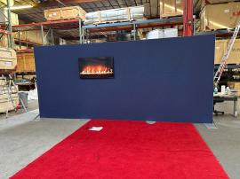 RENTAL: 18" Wide 8 ft. High Backwall with Boomerang Baseplates, Large Monitor Mount, 50" Monitor, SEG Backlit Fabric Graphic