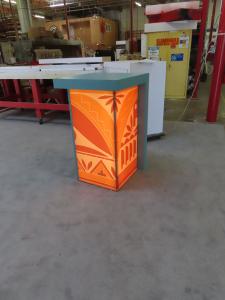 MOD-1731 Backlit Pedestal Counter with Locking Storage and Fabric Graphic