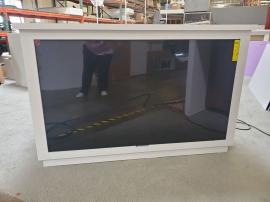 Custom L-Shaped Dual Monitor Counter with Locking Storage (Dims. 65" x 65") -- View 2