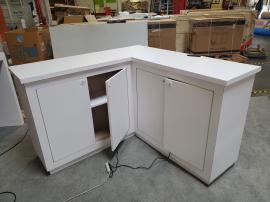 Custom L-Shaped Dual Monitor Counter with Locking Storage (Dims. 65" x 65") -- View 3