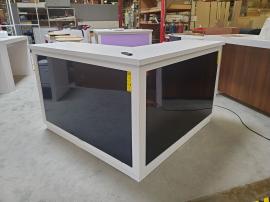 Custom L-Shaped Dual Monitor Counter with Locking Storage (Dims. 65" x 65") -- View 4