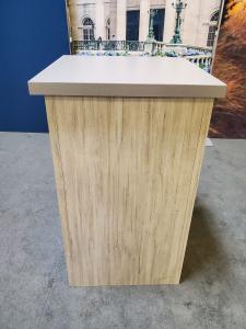 Reconfigurable Symphony Portable Display with Privacy Wall, Tension Fabric Graphics, and (2) LTC-131 Pedestals with with Locking Storage -- Counter Front